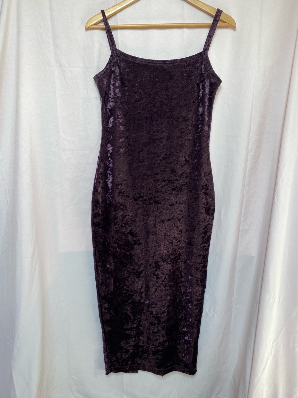 VTG Y2K Plum Purple Velvet Midi Dress Size M Square Neck Whimsigoth